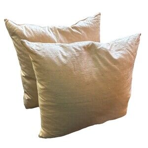 Portofino Throw Accent Pillows Thick Peach Dupioni Raw Silk Asian Square Zipper